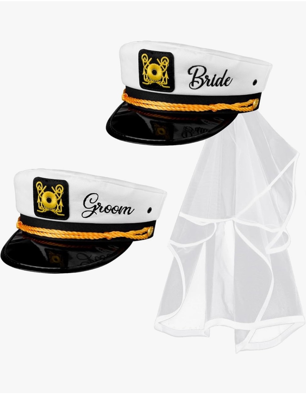 Bride Groom Captains Hats Bachelorette Wedding